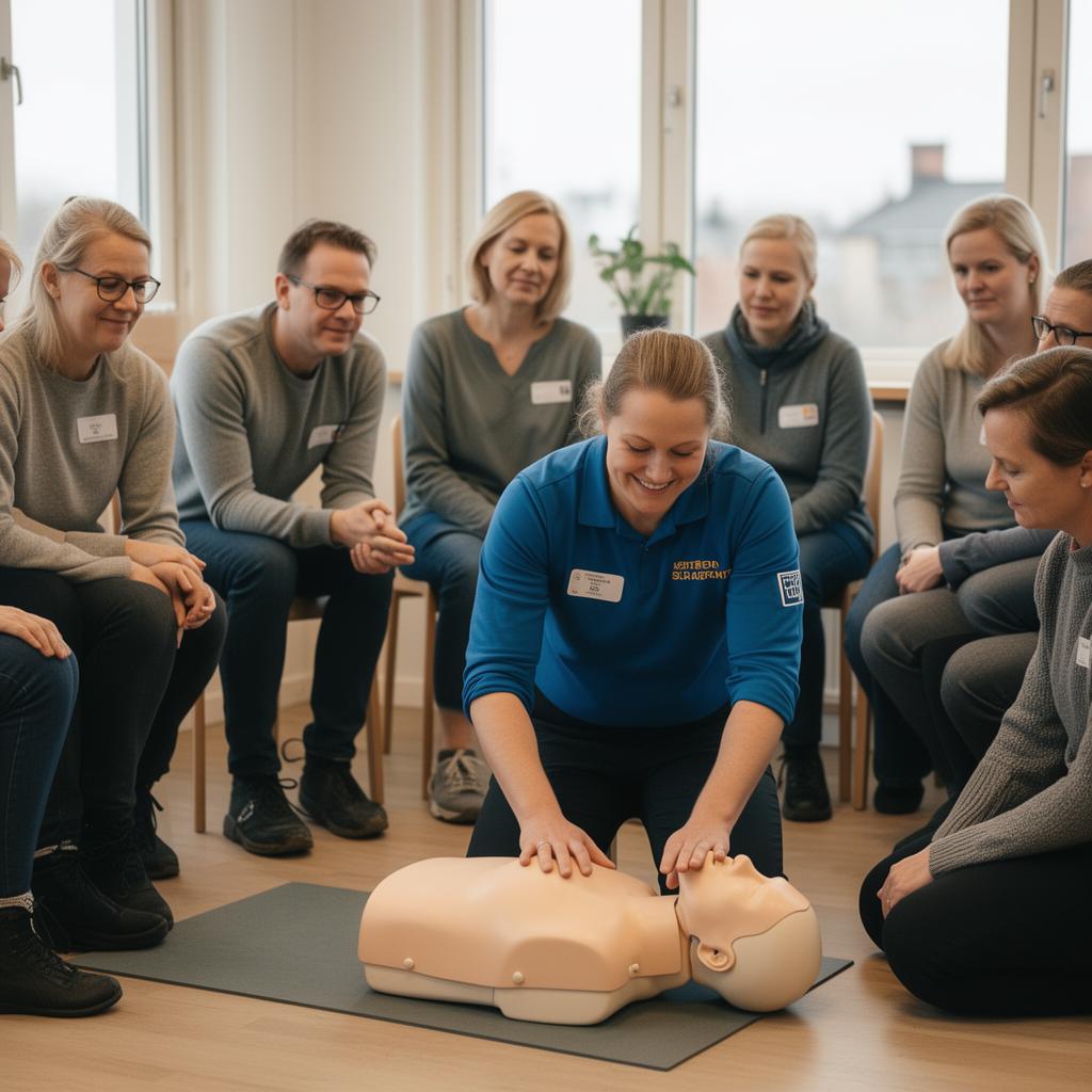 Instruktören demonstrerar för gruppen